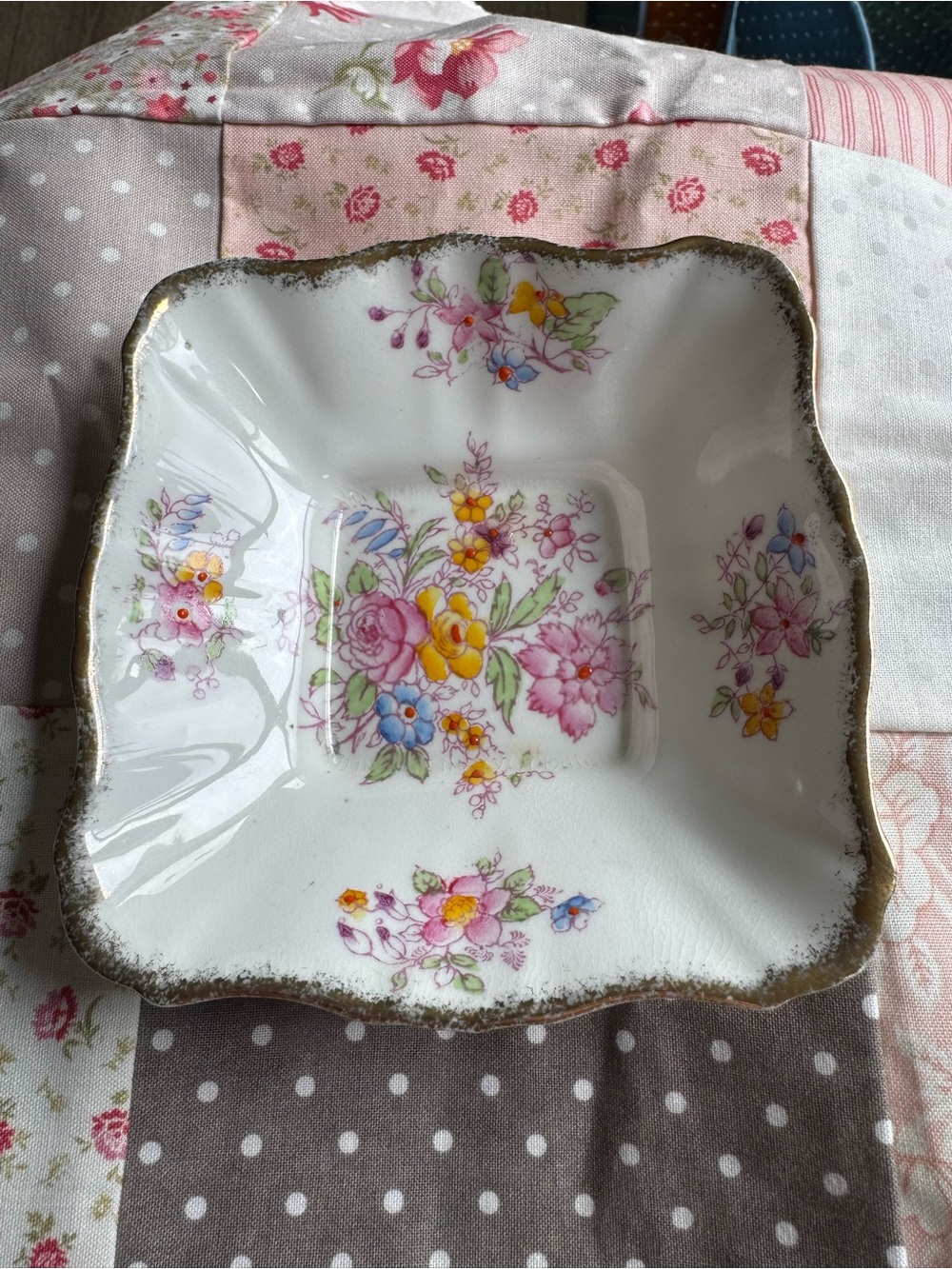 Antique Royal Albert Crown China Square Bowl